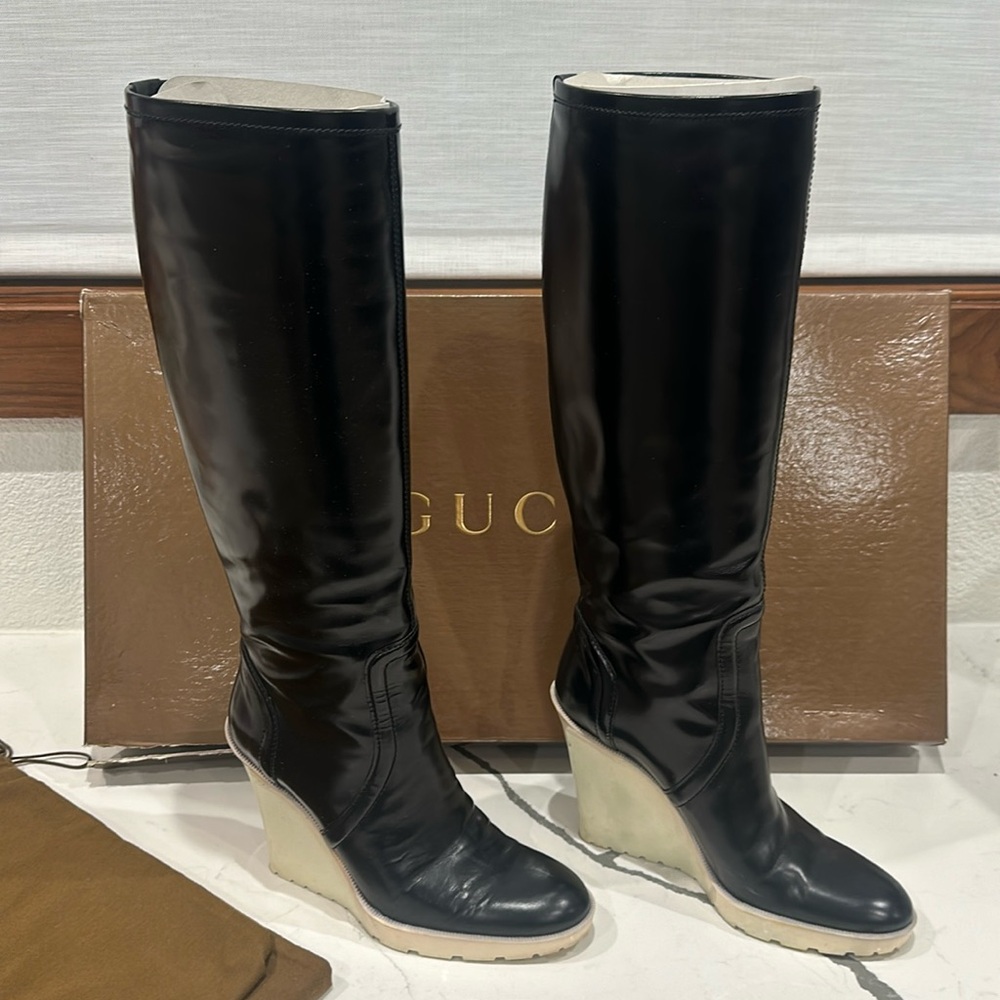 Gucci London High Shaft Wedge Boot - Boot Bags Included